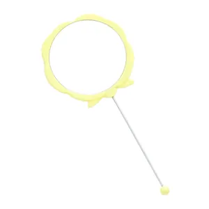 Elegant yellow rose shaped handheld mirror featuring a long metal pin for DIY beading