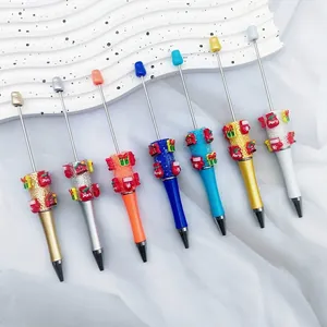 Christmas DIY Beadable Ballpoint Pen With Snowflake Stocking Beads INS Style Sugar Texture Creative Student Stationery Gift