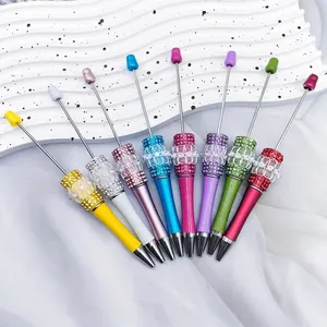 Colorful handmade beaded ballpoint pens with rhinestones and lace mesh decoration