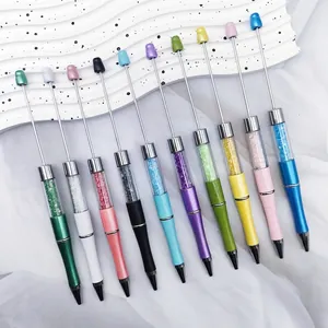 DIY Empty Tube Beaded Ballpoint Pen Rhinestone Crystal Metallic Twist Action Writing Pen For Office School Stationery