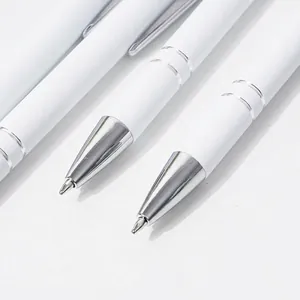 Professionele witte aluminium balpennen met zilveren metalen details