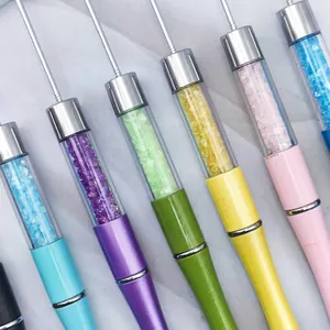 DIY beadable pens with colorful crystal crushed diamond fillings in multiple colors