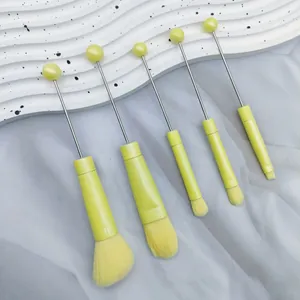 Set di 5 pennelli da trucco fai-da-te con manico in metallo perlato per uso professionale