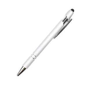 Eleganter silberner Aluminium-Kugelschreiber mit integrierter Touchscreen-Eingabestiftspitze