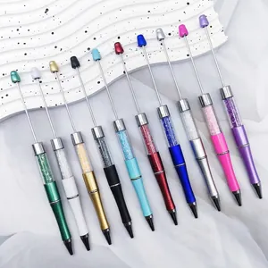 Elegant DIY beadable ballpoint pens featuring colorful crystal rhinestones and long metal rods