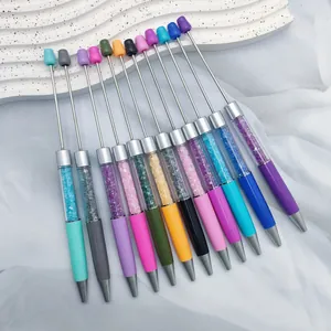 Multicolor crystal crushed stone filled beadable pens for DIY jewelry making craft