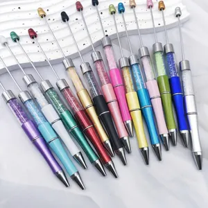 Multicolor DIY crystal beadable ballpoint pens with decorative crushed diamond refills