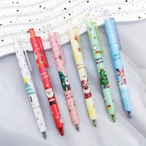 Lindos Bolígrafos de Gel Retráctiles de Navidad Dibujos Animados 0.5mm Tinta Negra Plumas de Escritura Estudiantes Escuela Oficina Regalo