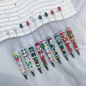 Penna a Sfera con Perline Fai da Te Tema Natalizio Colorata Dipinta a Mano con Colla a Crema Penna con Perline Cartoni Animati per Studenti Regalo di Natale