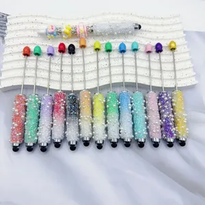 DIY Kralen Balpen Stylus Touchscreen Kunstparel Strass Metalen Behuizing Kristal Decoratieve Schrijfpen Kantoor Cadeau