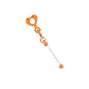 Charme porte-clés cœur orange smiley accessoire de paille en silicone DIY perles 8-10mm