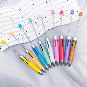 Set premium de bolígrafos de 4 colores con cuentas macaron para manualidades DIY