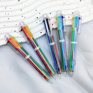 Stylo bille rétractable transparent 6-en-1 multifonction pour le journal créatif