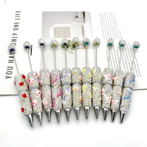 Bolígrafo Creativo Luminoso De Strass Con Cuentas Bolígrafo Para Enhebrar Bricolaje Cristal AB Fluorescente Abalorios Animados Papelería Regalo Escuela