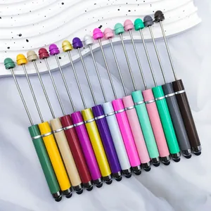 Detailed collection of colorful beadable stylus pens with silver metal rods and tips