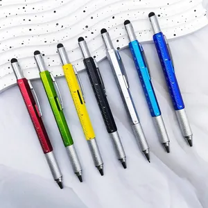 Bolígrafo Multitool Multifuncional Puntero Bolígrafo Regla Nivel de Burbuja Destornillador Herramienta de Escritura de Plástico para Oficina DIY Regalo Hombre