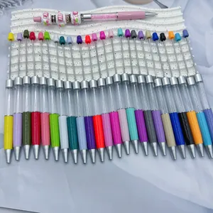 Bolígrafo DIY para Enhebrar Cuentas Tubo Hueco Recargable Multicolor Plástico Metal Herramienta de Escritura Creativa Papelería Escolar Oficina Regalo
