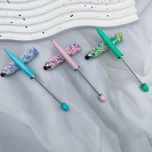 Multi-functional beadable stylus ballpoint pens with colorful sprinkle bead design