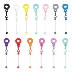 DIY candy colored silicone bead straw charms for creative straw accessories decoration