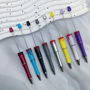 Halloween blood drip style beaded ballpoint pens set with vibrant colors for DIY