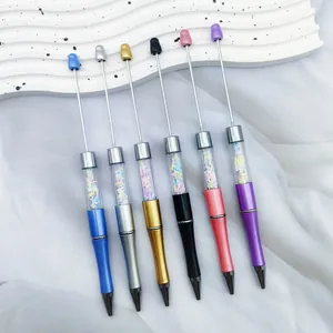 Set of 6 colorful candy style beadable ballpoint pens with cute star sprinkles detail