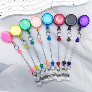 Ausweisjojo DIY Perlen ID Kartenhalter Verlängerung Metallstange Kunststoff Stretch Schlüsselanhänger Schlüsselring Büro Schule Bedarf