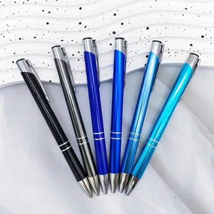 Set of six premium business metal ballpoint pens in assorted colors with click mechanism.