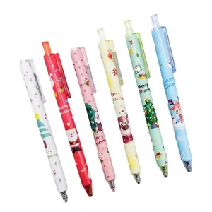 Set de 6 lindos bolígrafos de gel navideños retráctiles con diseños de personajes festivos