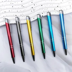 Set of premium business metal ballpoint pens with aluminum barrels in vibrant colors