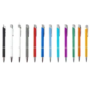 Professional set of twelve colorful retractable aluminum ballpoint pens for business gifts