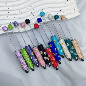 Set of colorful rhinestone stylus pens with daisy flower patterns for touch screens