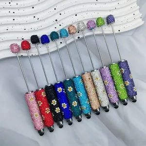 Luxury multi-colored daisy rhinestone stylus pens set with sparkling crystal ballpoint