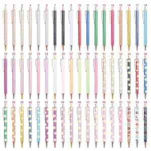 Set of 54 colorful glitter and floral daisy ballpoint pens for business gifts
