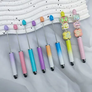 DIY Beaded Touch Screen Pen Gradient Candy Color Dual Use Stylus Ballpoint Pen For Handcraft Beading Office Student Stationery