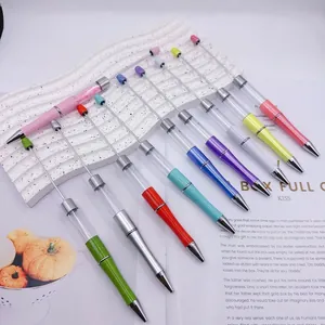 DIY Empty Tube Beadable Ballpoint Pen For Craft Bead Pen Office School Supplies Multi-Color Aesthetic Rotating Writing Pen