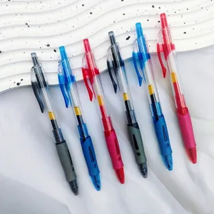 Set of 6 retractable 0.5mm gel pens in black, blue, and red colors for school and office