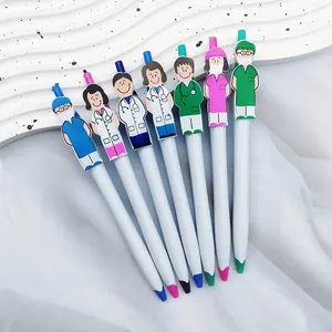 Set mit einziehbaren Kugelschreibern mit Cartoon-Ärzten und Krankenschwestern