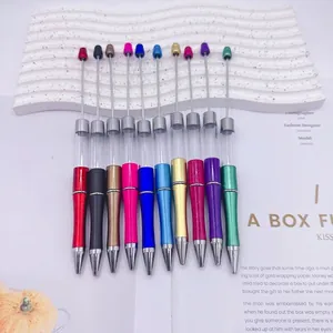 Set of multi-colored DIY beadable pens with extended empty tubes for jewelry beads