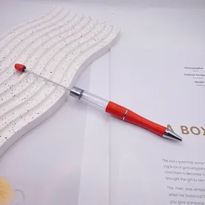 Elegant orange glitter DIY empty tube beaded ballpoint pen for creative craft decoration