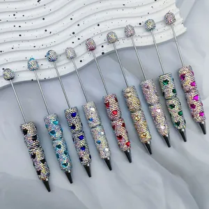 Stylo à Bille en Métal DIY avec Strass Complets Motif Cœur Étincelant Cadeau d'Écriture de Luxe pour Femme Fournitures de Bureau