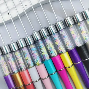 Set of colorful beadable pens with vibrant star candy sprinkle fills for DIY craft
