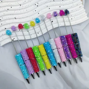 Multicolor iridescent beadable ballpoint pens with heart and mermaid bubble bead decor