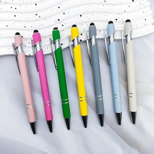 Bunte Aluminium-Kugelschreiber mit Klickmechanismus und Touchscreen-Stylus-Spitze