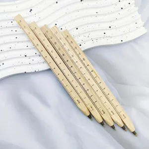Eco-friendly natural wood ballpoint pens with integrated metric ruler scale markings