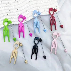 Set of seven colorful DIY U-shaped beaded hair pins for creative bun styling hair accessories