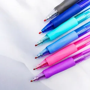 Set of six colorful retractable erasable gel pens for student writing and school office