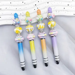 Set mit 4 pastellfarbenen DIY-Perlen-Touchscreen-Stiften mit süßen Strass-Anhängern