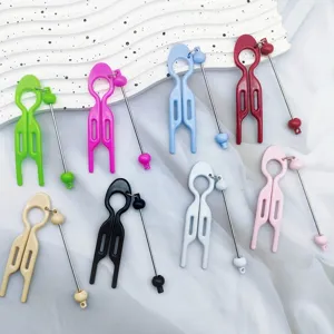 DIY colorful U-shaped hair pins with beaded metal rods for bun hair styling accessories