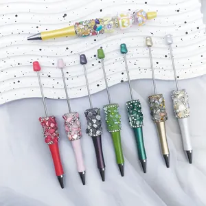 DIY Beaded Ballpoint Pen Handmade Wizard Of Oz Style Rhinestone Stone Inlay Rotating Metal Pen For Office School Gift