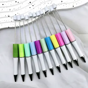 Set of 11 colorful DIY beaded ballpoint pens with metal rods for handmade jewelry crafts